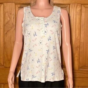NWOT Bonnie Evans Vintage 90s Tank Top Blue Pink Women's Size L Large
